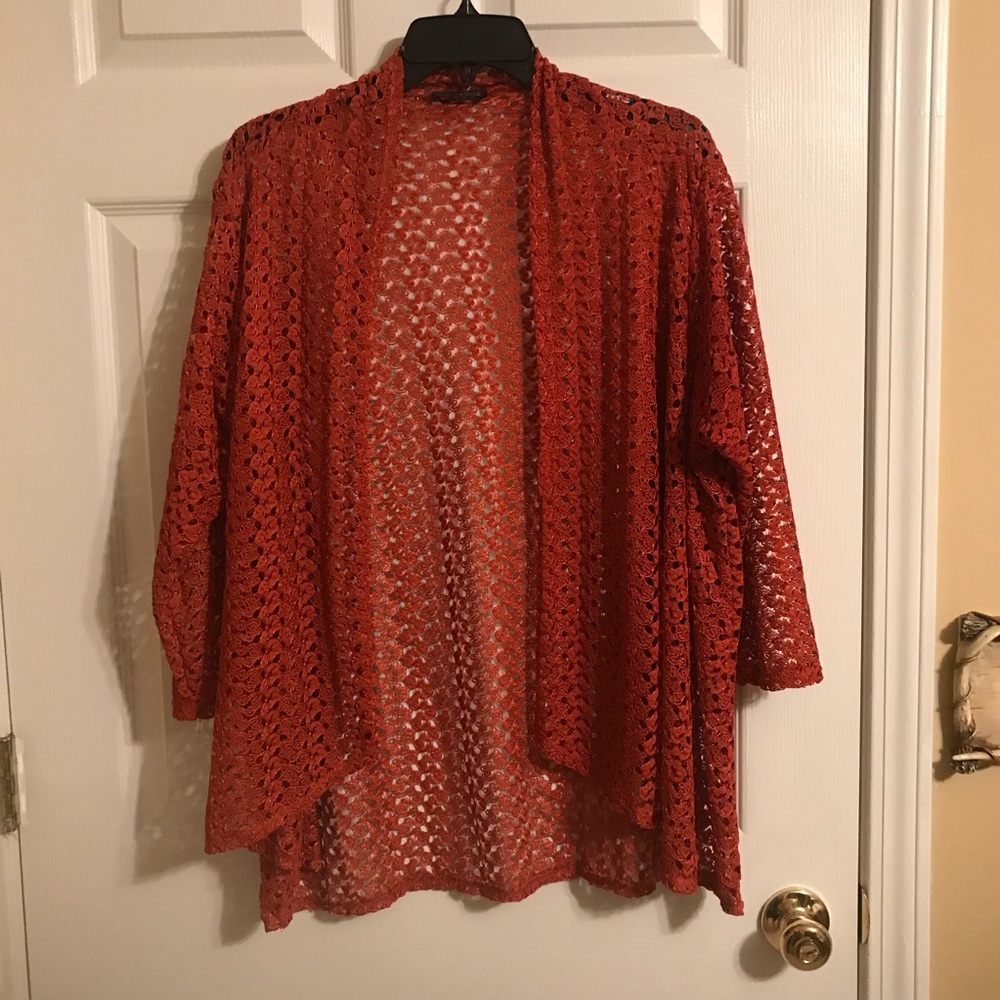 Rust Eyelet Cardigan